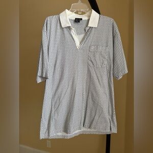 Dunhill Black and White Geometric Pattern Polo Shirt